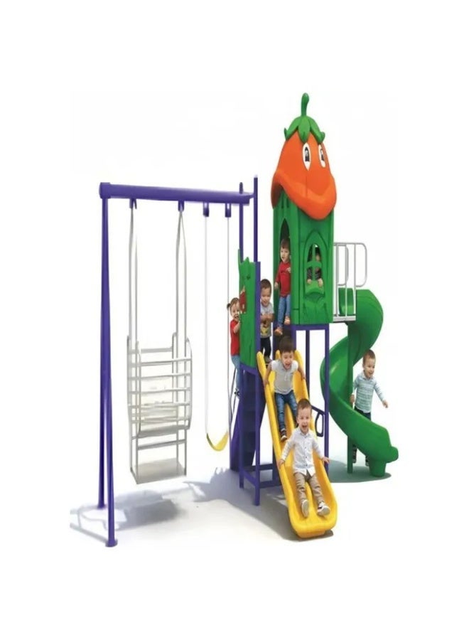 MYTS Explorer Tower with 1 Swing, 2 Slides & Dual Swing | Outdoor Kids Playset | 580×350×260 cm Durable & Safe Playground for Children - Image 2